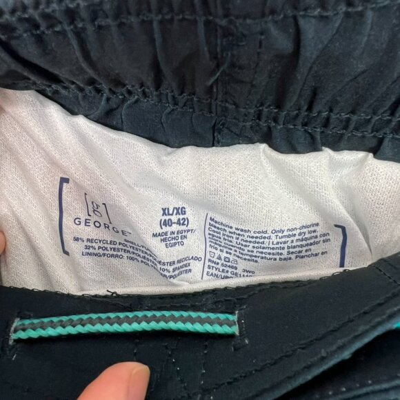 NWT George Swim Trunks Shorts Black Blue XL - Picture 2 of 5